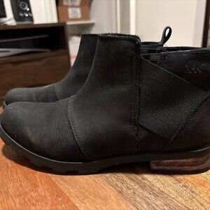 Sorel Emelie Chelsea Leather Waterproof Ankle Boots Black 9.5